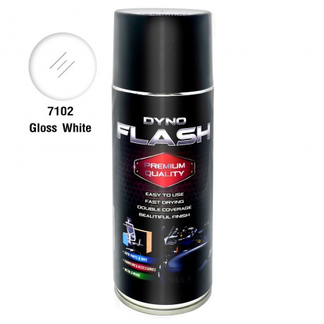 สีสเปรย์คุณภาพสูง DYNO FLASH สูตรแลคเกอร์ แห้งเร็ว ขาวเงา # Gloss White 7102