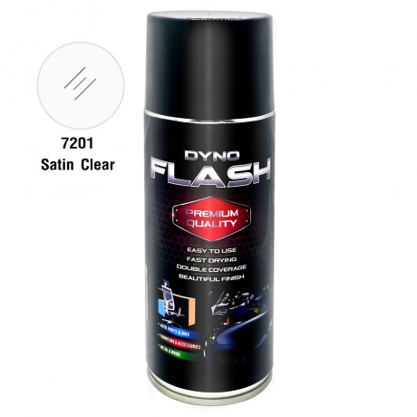 สีสเปรย์คุณภาพสูง DYNO FLASH สูตรแลคเกอร์ แห้งเร็ว ใส กึ่งเงา # Satin Clear 7201