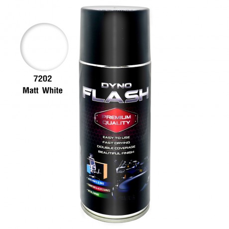 สีสเปรย์คุณภาพสูง DYNO FLASH สูตรแลคเกอร์ แห้งเร็ว ขาวด้าน # Matt White 7202