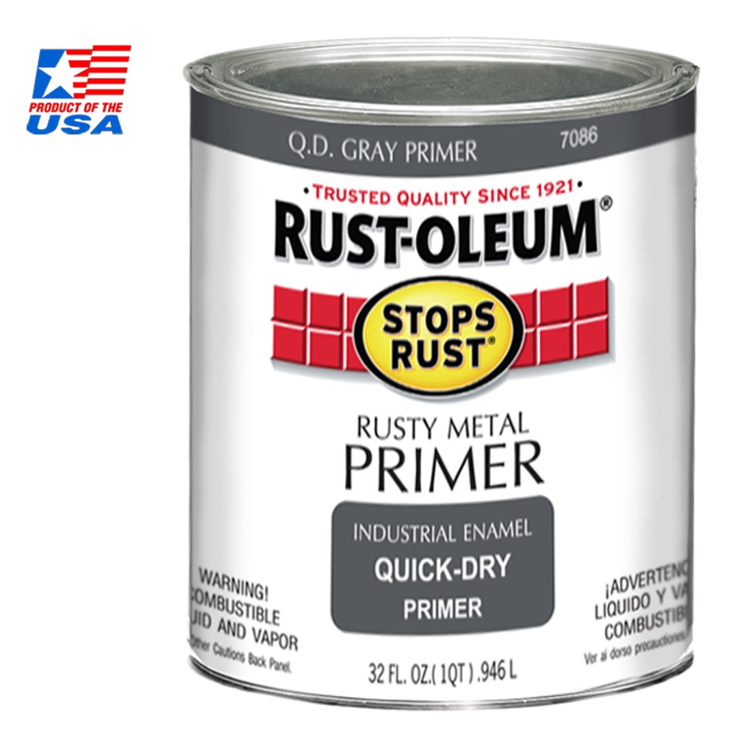 Rust Oleum สีรองพื้นแห้งเร็ว # 7086 GRAY PRIMER (0.946 ลิตร)